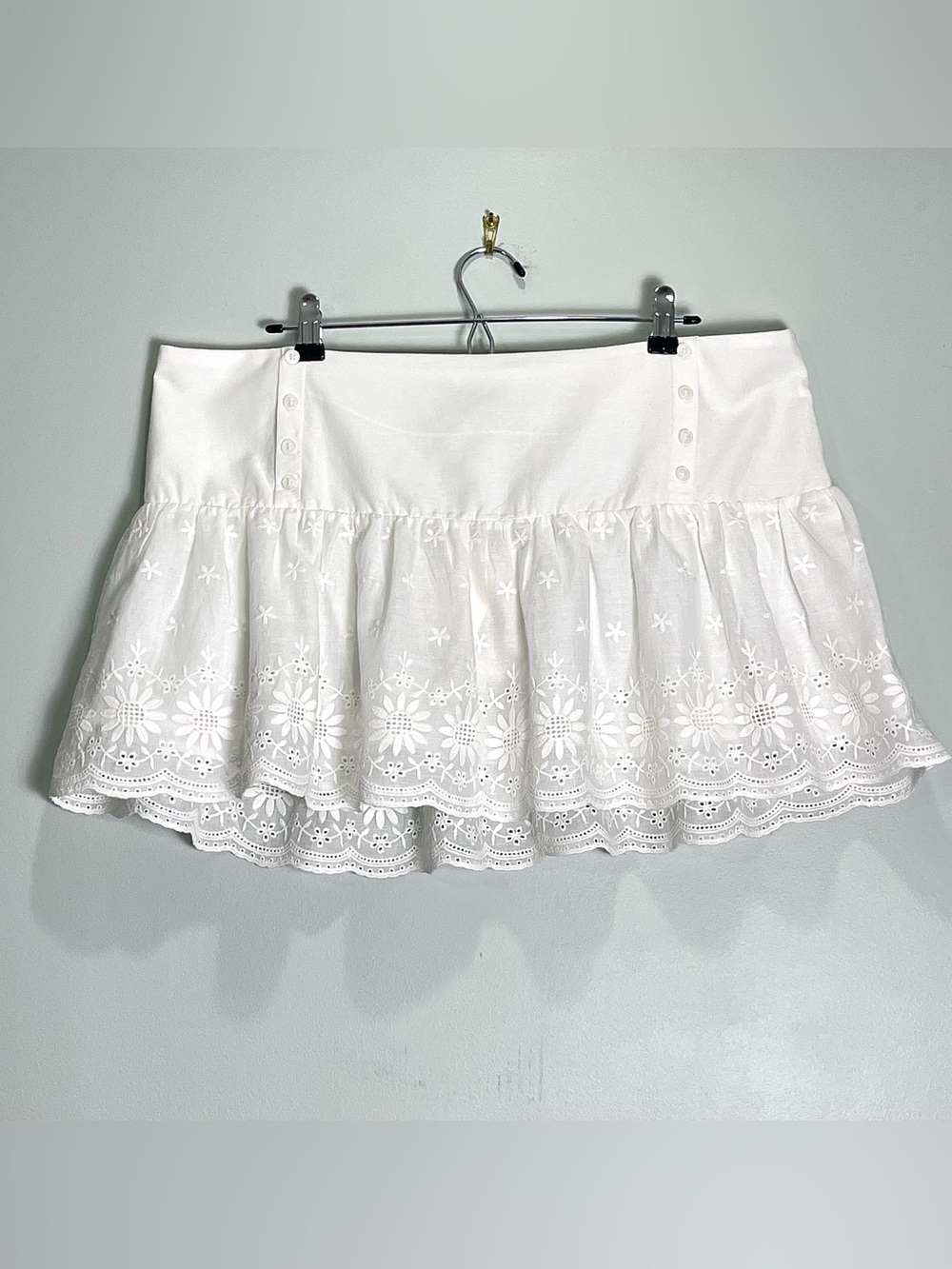 NWT PEPPERMAYO Sync Love Broderie White Eyelet Lace Mini Lined Skirt Size 12